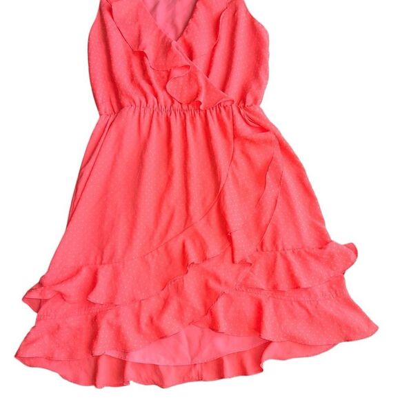Potter's Pot Women's Coral Ruffle Dot Dress - Size Medium - Picture 3 of 6